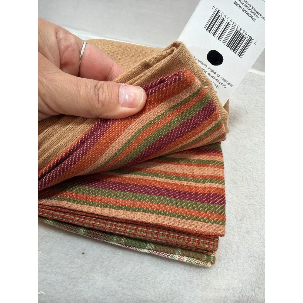 NEW Windham Home Kitchen Towels Multicolor Thanksgiving Turkey Plaid Set 4